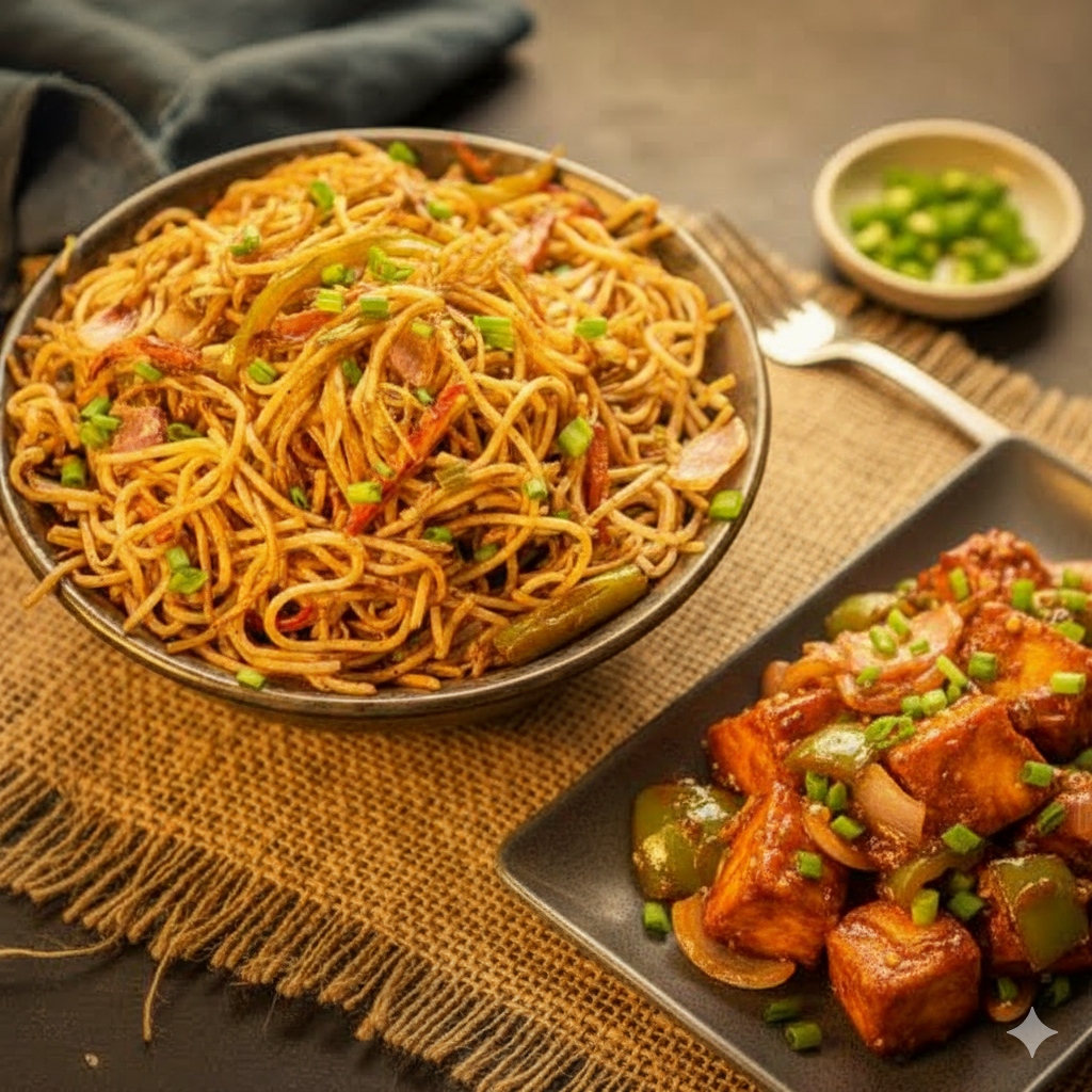 Hakka Noodles with Chilly Panner Combo